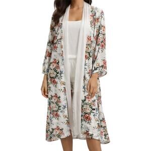 Vintage Victoria's Secret Gold Label Robe Satin 90s Pocket Floral Multicolor PS